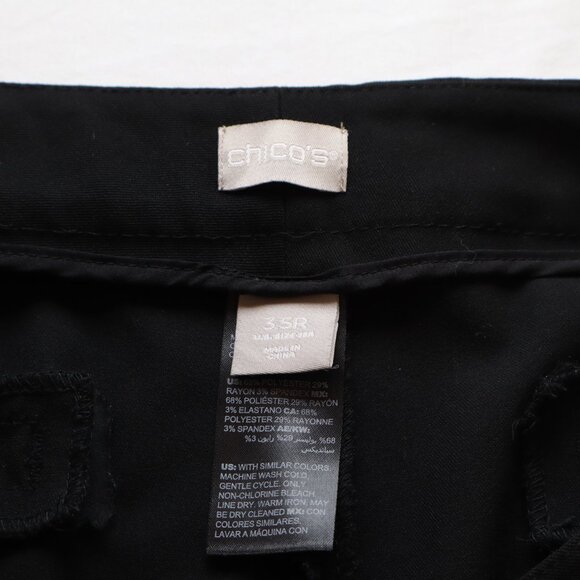 Chico's Womens Black Wide Leg Trouser Pants Size 3.5 / 18R Classic Office Staple - Picture 3 of 7